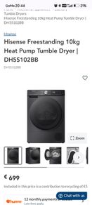 Hisense Freestanding 10kg Heat Pump Tumble Dryer | DH5S102BB
