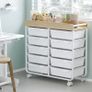 Rolling-Utility-Storage-Trolley-Cart-Craft-Organizer on Wheels with 10 Drawers & DIY Label Slot for Home, Office,Classroom, Make Up, 10 Drawers Art Supply Organizers, Craft Trolley, White Image 2