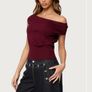 Edikted Burgundy Off The Shoulder Top XS Image 3