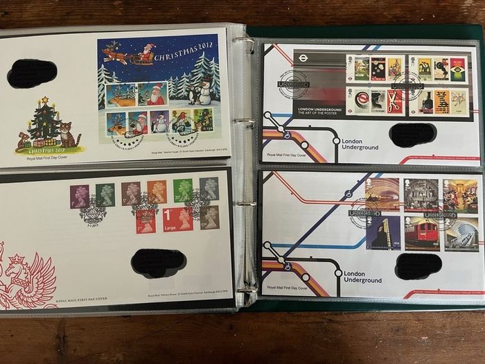 Collection of  77 UK First Day Cover stamps 2010 to 2013 in album