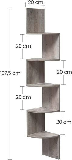 FREE EXPRESS SHIPPING Corner Shelf, 5-tier Floating Wall Shelf With Zigzag Design, Bookshelf, Greige