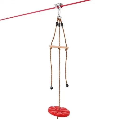 Zipline Kit for Kids and Adult, 65 ft Zip Line Kits Up to 500 lb, Backyard Outdoor Quick Setup Zipline, Playground Entertainment with Zipline, Nylon Safety Harness, Seat, and Handlebar