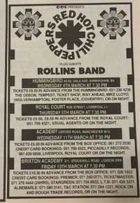 Red Hot Chilli Peppers flyer