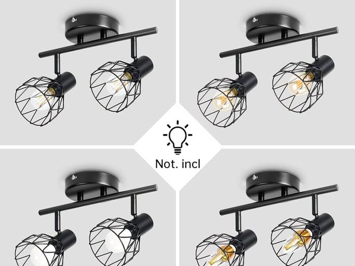 NEW SALE  Spot Light Fittings for Ceilings Adjustable in Matt Black Wire Cage Wall Spotlights with E14 Base Kitchen Spot Lights Industrial 2 Way Ceiling Light Bar for Indoor Hallway Living Room Shop