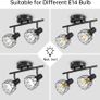 NEW SALE  Spot Light Fittings for Ceilings Adjustable in Matt Black Wire Cage Wall Spotlights with E14 Base Kitchen Spot Lights Industrial 2 Way Ceiling Light Bar for Indoor Hallway Living Room Shop Image 4