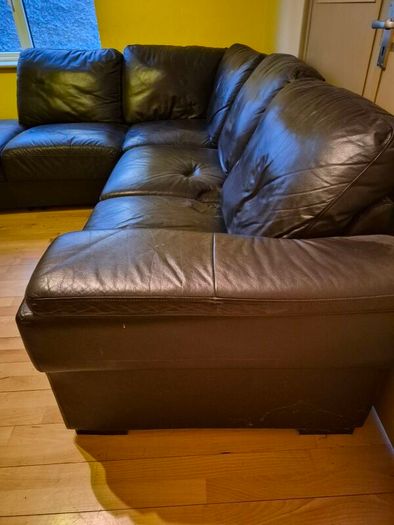 Brown leather corner couch