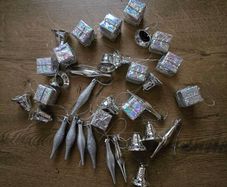 34 mini christmas tree decorations Silver