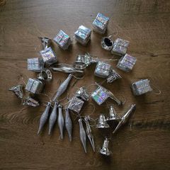 34 mini christmas tree decorations Silver