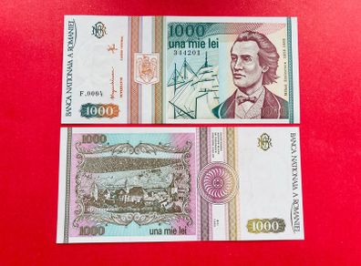 Romania  1,000   Lei  1993 Pick  102. Large Note  ( Uncirculated. )