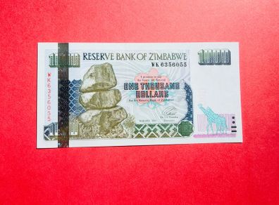 Zimbabwe  1000  Dollars  2003    Verified Under Uv Light.  ( Uncirculated )
