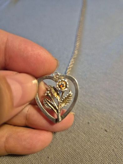 Vintage Sterling Silver Meadow Flowers in a Heart. Stamped.