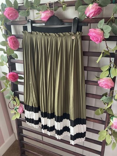 skirt Bnwt relish khaki fine pleat elastic waistband skirt size small