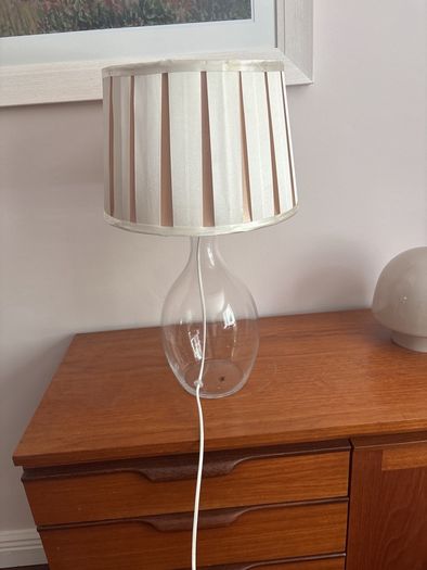 2 for the price of 1 - Free  Smaller same style lamp - IKEA Bran Handmade Glass Table Lamp with Pleated Drum Shade - Off White and Pink