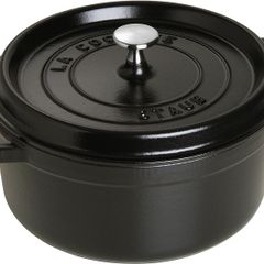 Staub 26cm Cast Iron Round Cocotte - Matte Black (Genuine)