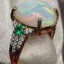 Gold Rind with Opal, Emerald and Moissanite Image 3