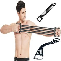 Full Body Workout Set - Chest Expander with 5 Removable Resistance Bands for Pilates, Push Ups, and Muscle Training - Strengthen