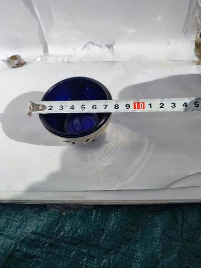 Silver Plate 25 Th Anniversary With The Blue Glass Insert