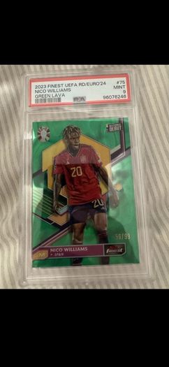 2023 Topps Finest UEFA Nico Williams RC #75 Green Lava Refractor /99 PSA 9 MINT