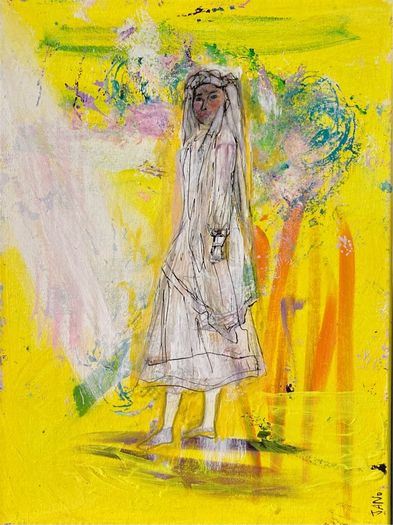 Framed Original Painting Eclectic Art Dublin Wedding Dress Art Bridal Original Art - Fashion Art - Couture Bride - Irish Figurative Art