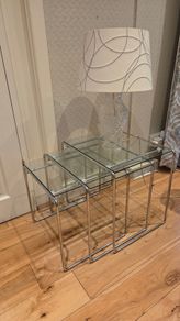 Modern Chrome & Glass Nest of Tables (3-Tier Set)