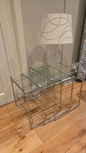 Modern Chrome & Glass Nest of Tables (3-Tier Set)