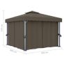 Gazebo with Curtain and String Lights 3x3 m Taupe Image 9