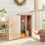 Wooden Garden Storage Shed, Garden Shed Tool Cabinet Organiser with Shelves, 75 x 56 x115cm, Natural Image 6