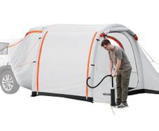 Inflatable SUV Tent with Awning, 2.44 x 2.04m 3-Season SUV Tailgate Tent with Ventilated Doors & Mesh Window, PU2000mm Waterproof Car Rear Hatch Tents for Outdoor Camping - Air Pump Included