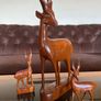 Tall Wooden Teak Gazelle Figurine Antelope Art Carving Image 6