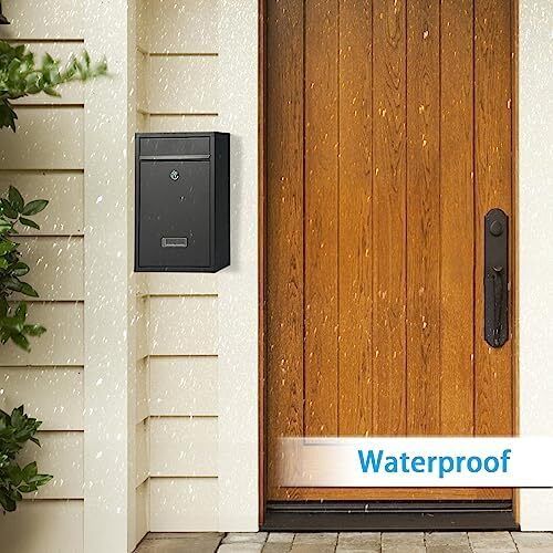 Post Boxes Wall Mounted Waterproof, Steel Mail Box with 2 Keys, Lockable Weatherproof Large Letter