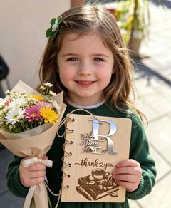Beautiful Thank You Card for Teacher / Preschool Teacher Laser Made! 17x14cm