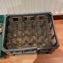 vintage full milk bottle crate
