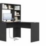 L-Shaped Corner Desk with Storage Shelves Black Image 3