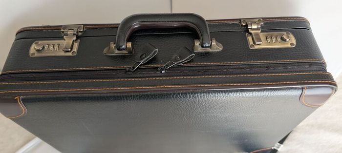 Leather Briefcase Attache Case Vintage Black  Laptop Documents
