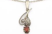 Vintage Sterling Silver Carnelian Flower Necklace