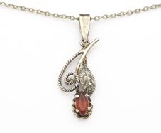 Vintage Sterling Silver Carnelian Flower Necklace