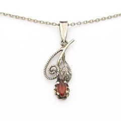 Vintage Sterling Silver Carnelian Flower Necklace
