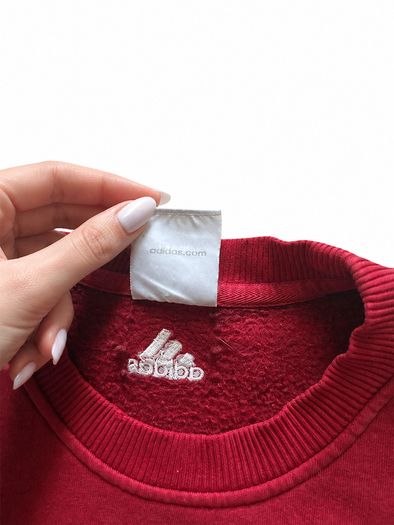 Vintage Adidas red sweatshirt, embroidered central logo, 00s, size s
