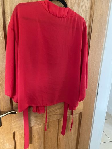 Red crossover blouse size large
