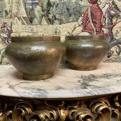 Pair of Antique Egyptian Brass Vases
