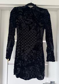 Balmain x H&M Black Velvet Sheer Mini Dress EU 34
