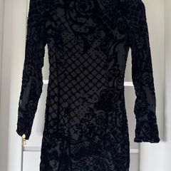 Balmain x H&M Black Velvet Sheer Mini Dress EU 34
