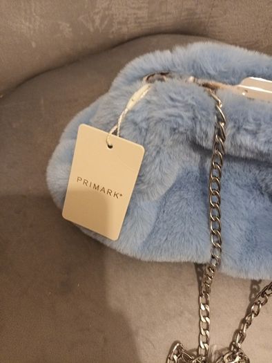Brand new baby blue fur handbag