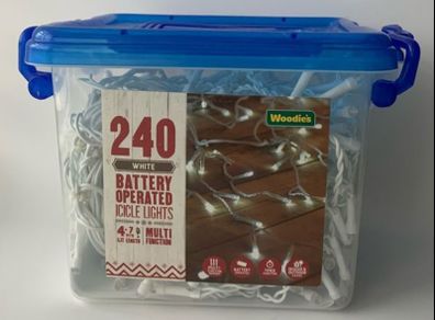 BRAND NEW 240 Icicle Christmas Lights - Battery Operated