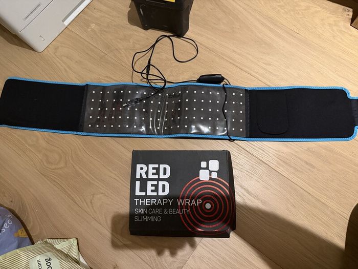 Red LED body wrap with USB cable and box