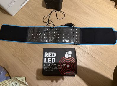 Red LED body wrap with USB cable and box