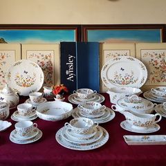 60 Piece Aynsley Cottage Garden Bone China Dinner And Tea Service / Set For 6 Person Setting Made In England Dishwasher And Microwave Safe