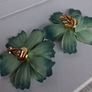 Boho Teal Ombre Camellia Clip On Earrings Image 6