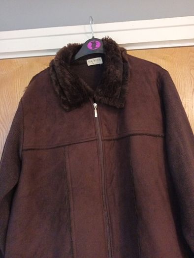 VIA APPIA Brown Faux  Suede  & Knitted  Jacket Cardigan. S.14. New.