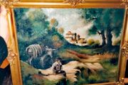 Large antique oil painting on canvas